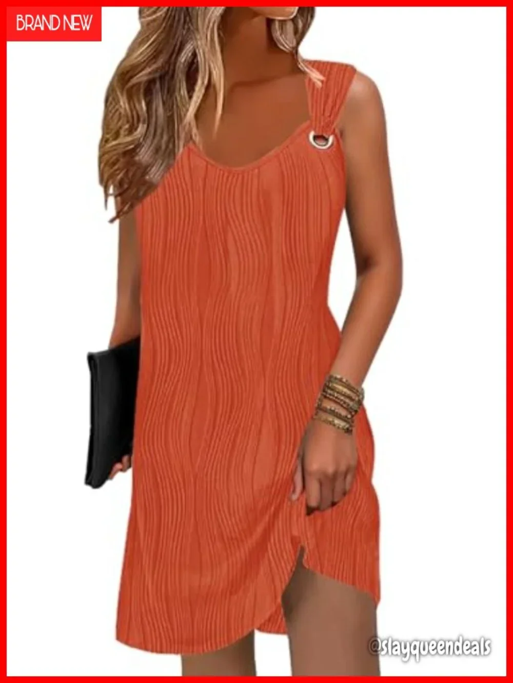 Sleeveless V-Neck Swing Dress with Pockets Beach Cover Up